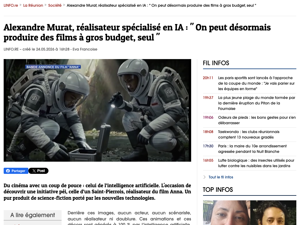 Interview Alexandre Murat - Réalisateur IA - Film Anna sélectionné AI Film Awards Cannes 2026